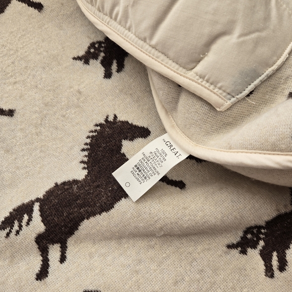 NWT THE GREAT. Pasture Fleece Jacket Horse Print Off White Size 1 - Picture 11 of 12